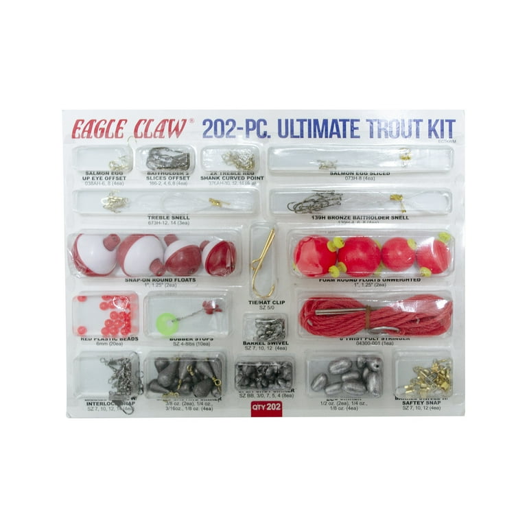 Eagle Claw Trout Tackle Kit 207 Pieces - Hooks, Weights
