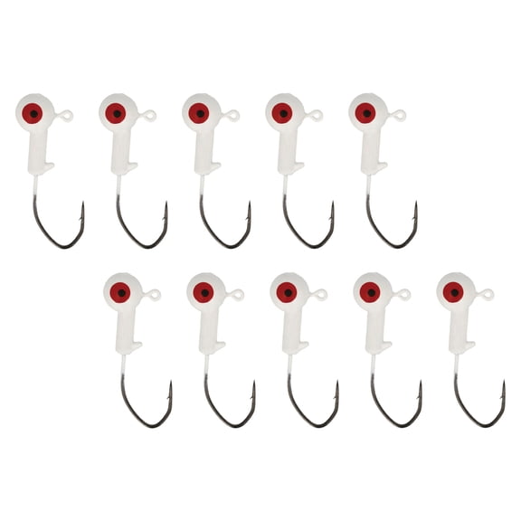 Eagle Claw Lazer Sharp Pro-V Ball Head Jigs, Fishing Hooks, White, 1/4 oz., 10 Pack