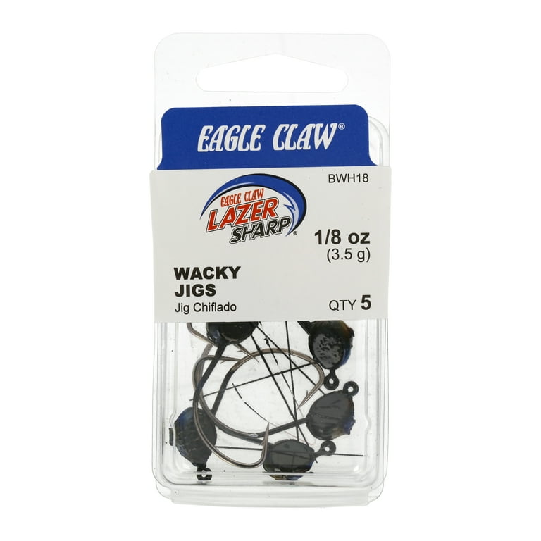 Eagle Claw Wacky Jig Head with Weed Guard, Black, 1/4 oz, Carbon