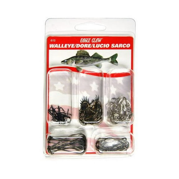 Eagle Claw Walleye Assortment, 80 Piece, assorted Hook Sizes.
