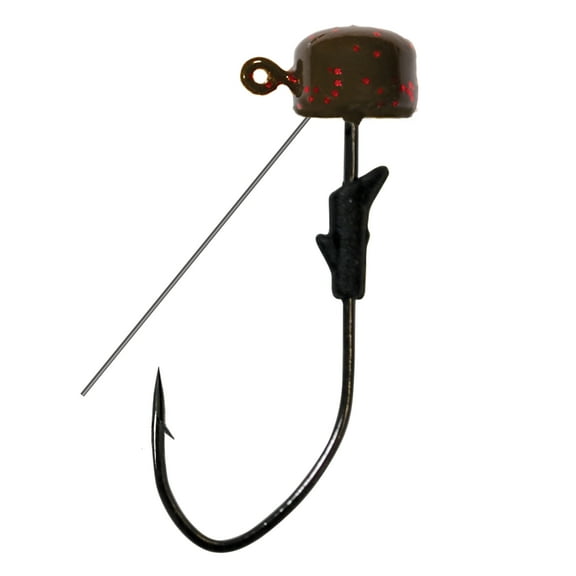 Eagle Claw Weedless Finesse Ned Fishing Jig, Green Pumpkin and Red Flake