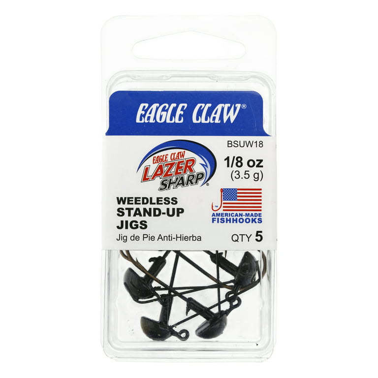 Eagle Claw Weedless Stand Up Fishing Jig, Black, 1/8 oz.