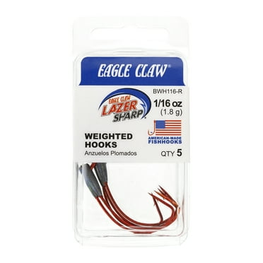 Eagle Claw Weighted Fishing Hook, Unpainted, 1/16 oz.