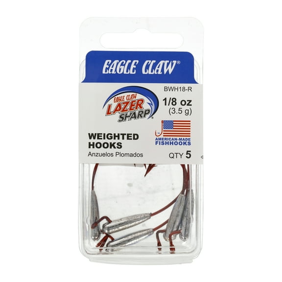 Eagle Claw Weighted Fishing Hook, Unpainted, 1/8 oz.