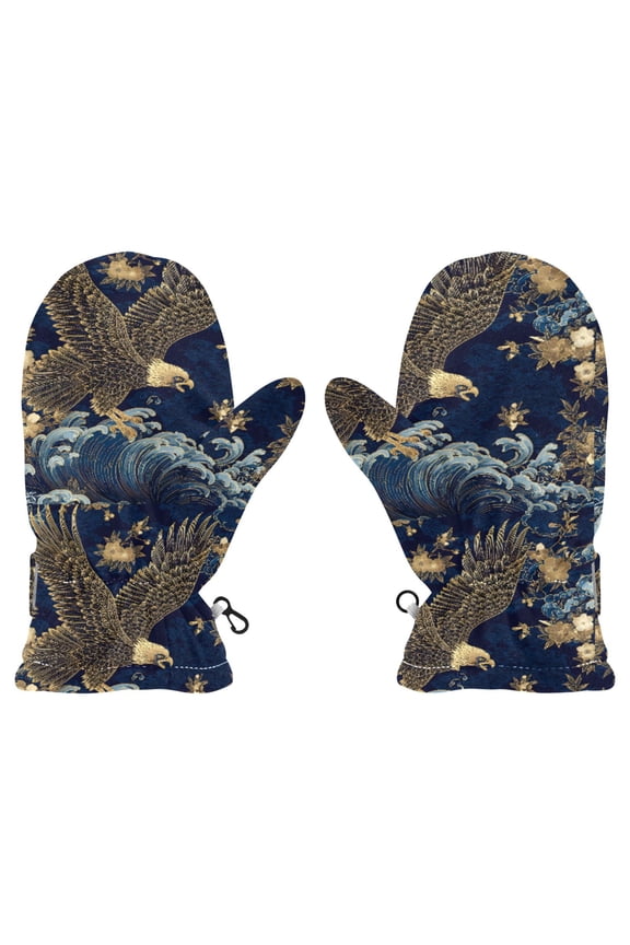 Eagle Clawing Waves Cold Weather Mittens Cozy Gloves with Adjustable Fit Perfect for Outdoor Fun