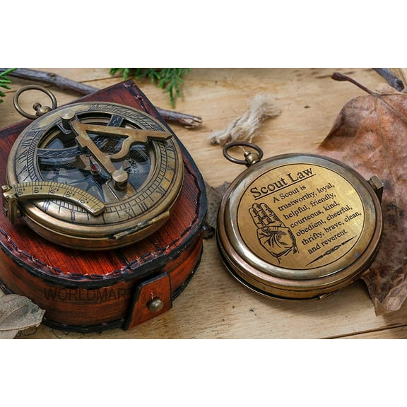 Eagle Compass Gift Compass with Leather Case, Eagle, Scaut of America, Graduation, Eagle Ceremony (Sundial with Leather Box)