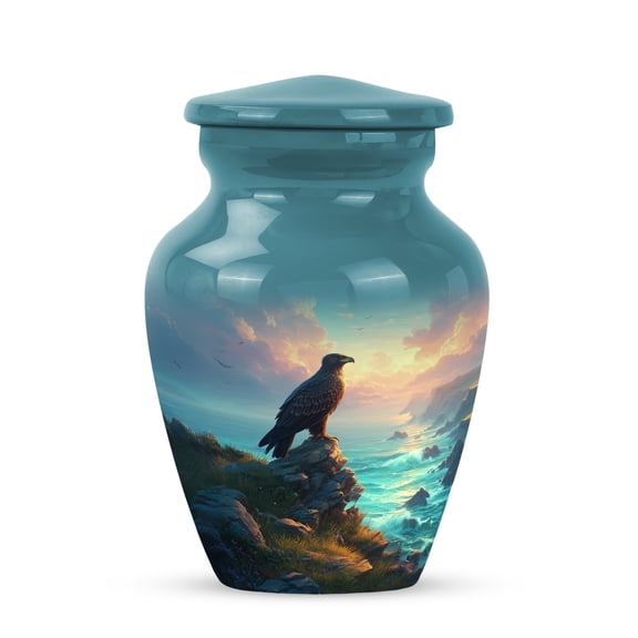 Eagle Cremation Urns For Human Ashes Adult Female - Cloud Keepsake Urn For Ashes For Women - Sunset Small Memorial Gift For Mom - Blue Cloud Urns For Adults Male Boy, 3 Inch
