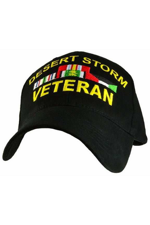 Desert Storm Veteran with Ribbon Cap, Black, Adjustable