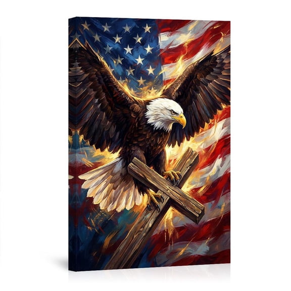 Eagle Cross American Flag Canvas