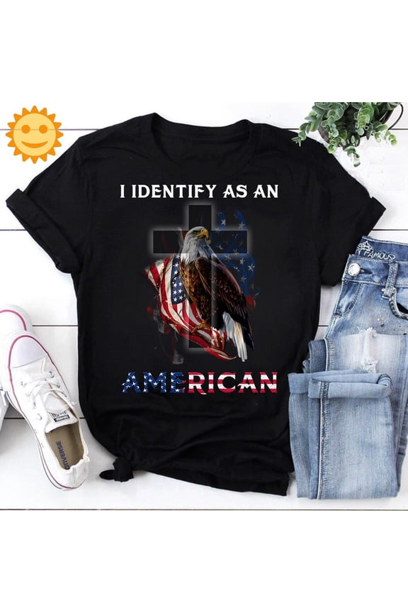 Eagle Cross I Identify As An American Vintage T-Shirt, Independence Day Shirt, 4th Of July Shirt, Patriot Shirt, Independent Day Shirt