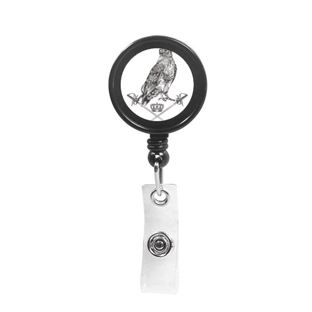 Eagle  Crown Animal Baroque Style Retractable Keychain Badge Holder ID Badge