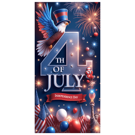 Eagle Decoration Independence Day Banner Patriotic Design 4th of July Celebration for Outdoor Event Party Indoor