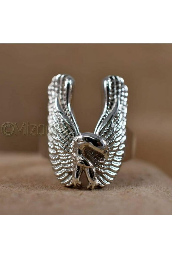 Eagle Design Spoon Jewelry, 925 Silver Signet Ring, Men Spoon Bird Ring, Bohemian Eagle Men's Ring