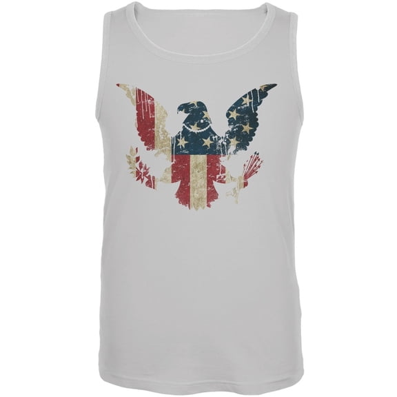 Eagle Distressed Flag White Adult Tank Top