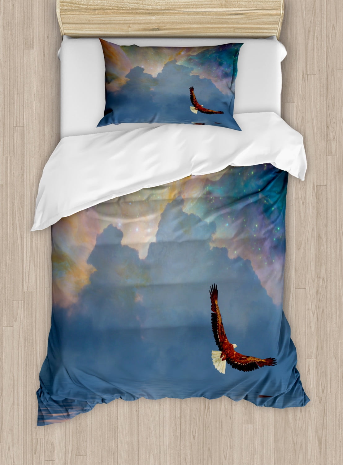 Twin Size Majestic Eagle Flying Duvet Cover Set