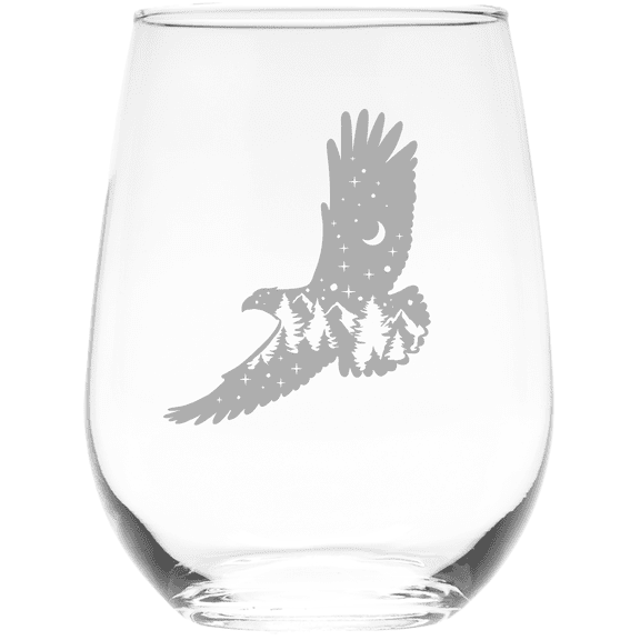 C&M Personal Gifts Eagle 17 oz. Stemless Wine Glass (Style E2)