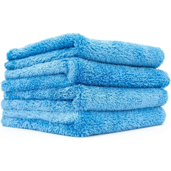 - Eagle Edgeless 500 (4-Pack) Professional Korean 70/30 Blend Super Plush Microfiber Detailing Towels, 500GSM, 16in x 16in, Blue
