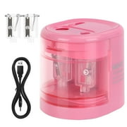 Eagle Electric Pencil Sharpener, Battery or USB Operated, Dual Holes, Dual Blades, fit for Pencils of Size 6-8mm and 9-12mm (Pink)