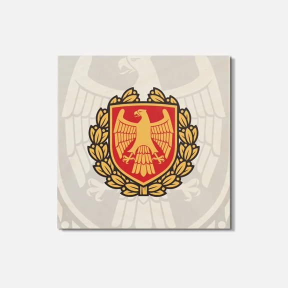 Eagle Emblem Coat Of Arms Laurel Wreath Animal 4'' X 4'' Square Wooden Coaster