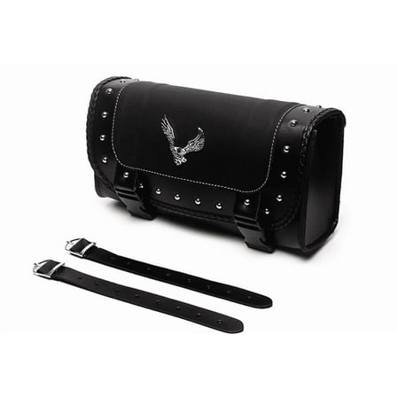 Eagle Emblem PU Leather Saddle Bag Motorcycle Side Storage Tool Pouch Sissy Bar