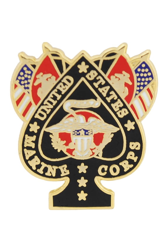 Eagle Emblem US Marine Corp Metal Lapel Pin Spade & Flags 1" Official Licensed