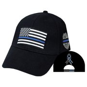 Eagle Emblems CP1701 Black Thin Blue Line Police USA Flag Hat Cap