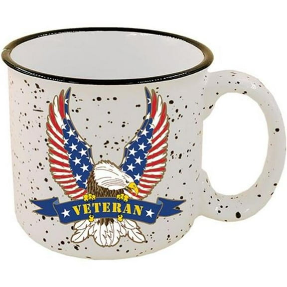 Eagle Emblems CU0545 Cup - Coffee, USA Veteran Eagle - Stone-Speckled Camper - 14 oz