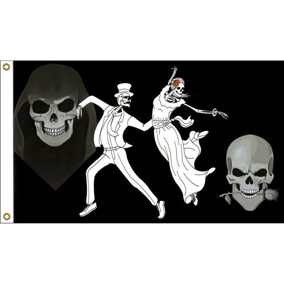 Eagle Emblems Dancing Skeletons Pirate Flag with Grommets 3ft x 5ft