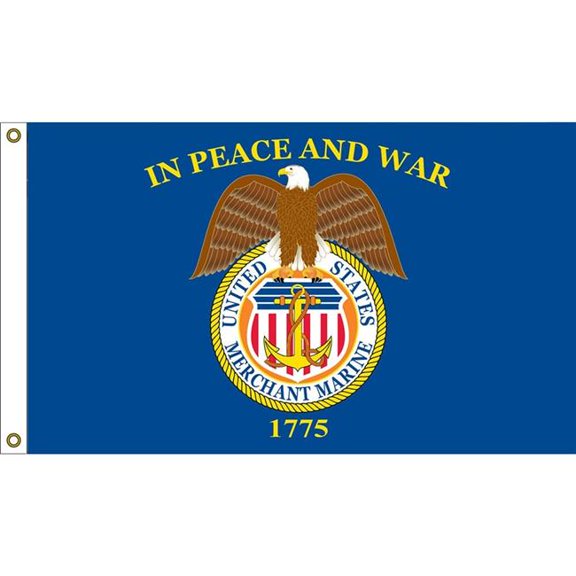 Eagle Emblems F3092 Flag - Merchant Marine - Nylon-Glow - 3 x 5 ft.