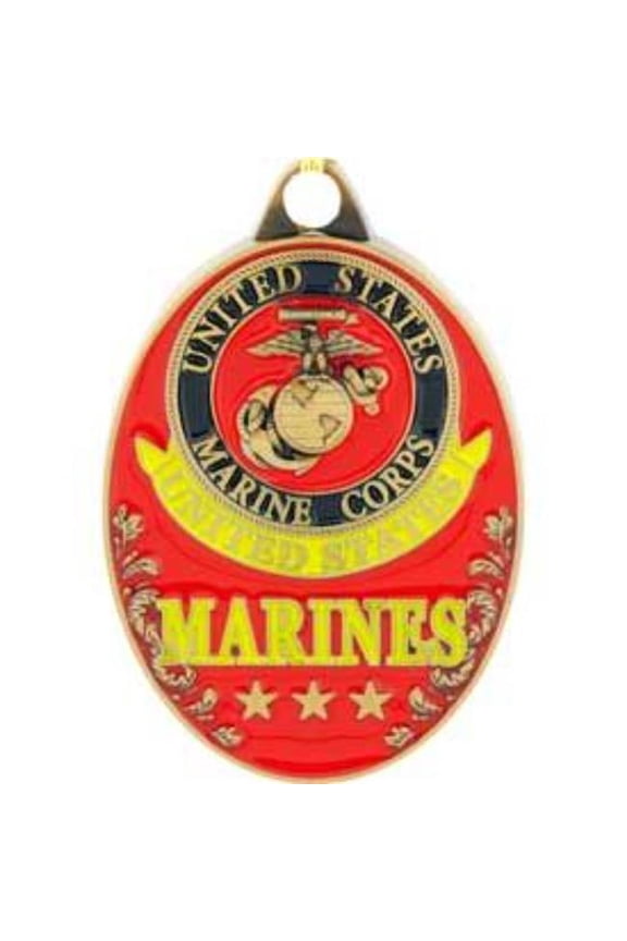 KC2035 Key Ring - USMC Logo - Oval, Bright-Shine - 1.75 in.