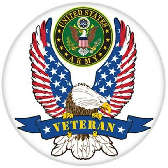 Eagle Emblems MG0802 Magnet - Army Veteran Button - 3 in.