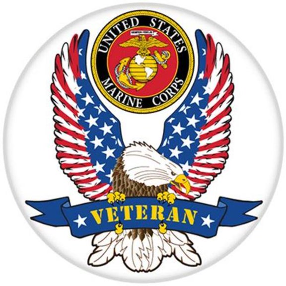Eagle Emblems MG0806 Magnet - USMC Veteran Button - 3 in.