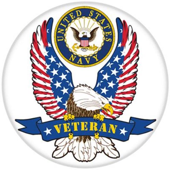 Eagle Emblems MG0811 Magnet - USN Veteran Button - 3 in.