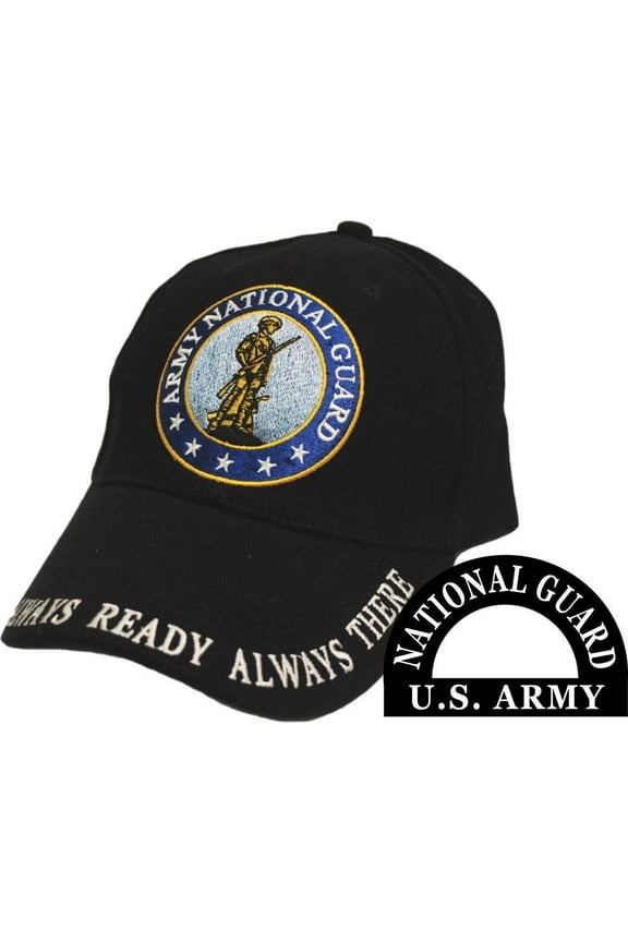 Men's Army National Guard Embroidered Ball Cap Adjustable Black