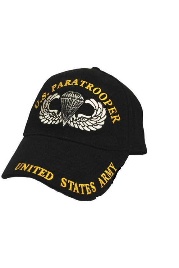 Mens US Paratrooper Embroidered Ball Cap Adjustable Black
