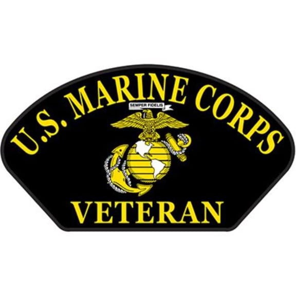 Eagle Emblems PM1477 Patch - USMC, Hat, Veteran - Black - 5.25 x 3 in.
