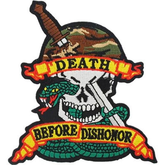 Eagle Emblems PM0530 Patch - Death Before Dishnr - Skull & Snake - 4.63 in.