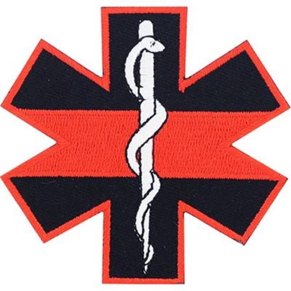Eagle Emblems PM3090 Patch - EMS Star of Life - Red Line - Rod of Asclepius - 3 in.
