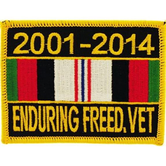 Eagle Emblems PM3242 Patch - Enduring Freedom Ribbon 2001-2014 - 3.5 x 2.5 in.
