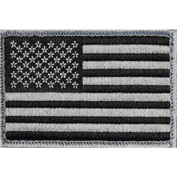 Eagle Emblems PM1107 Patch - Flag, USA, Black & Silver - Large - 3.38 x 2 in.