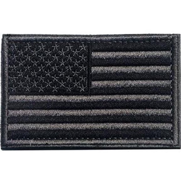 Eagle Emblems PM1108V Patch - Flag, USA, Left Cloth Hook & Eye - Black & Black - 3.38 x 2 in.