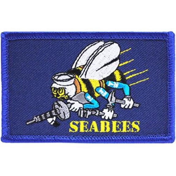 Eagle Emblems PM3825V Patch - USN, Seabees - 3 in. - Cloth Hook & Eye - 3.5 x 2.25 in.