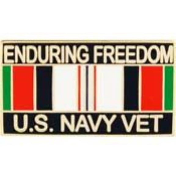 Eagle Emblems P12272 Pin - Enduring Freedom, USN, Veteran - 1.125 in.