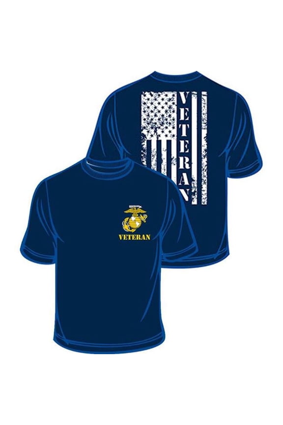 CS0201 T-Shirt - US Marines Veteran Flag, Dark Blue