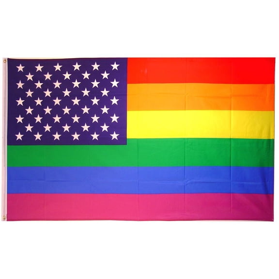 Eagle Emblems USA Rainbow Flag 3ft x 5ft