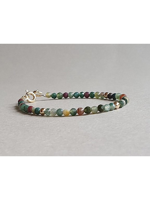 Eagle Eye Agate 3-3.5mm Round Shape Faceted Cut Beads 7 inch Gold Plated Clasp Bracelet for men, women, unisex. Link Chain Stacking Bracelet.|LINK_02385