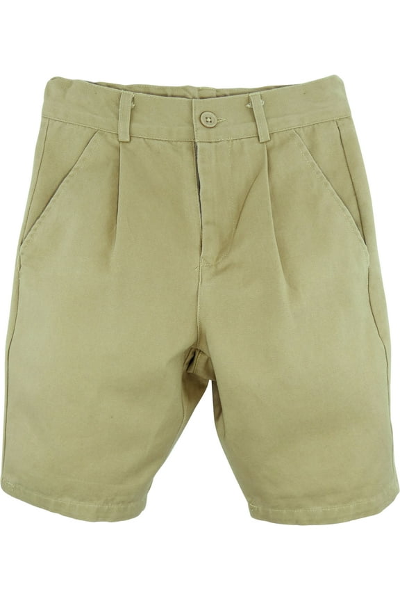 Adjustable Flex Waist Chino Shorts for Boys and Girls. Khaki Tan.Small/Medium. Fits 5-6.