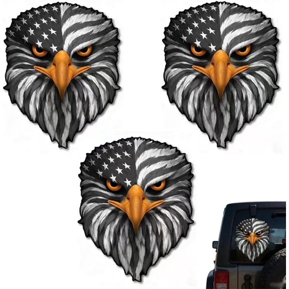 Eagle Eyes USA Flag Decal – Patriotic American Flag Window Sticker, Bald Eagle for Pickup Tailgate, Car, Laptop, Cooler, American Pride Accessory