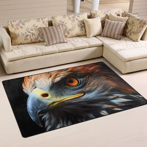 Eagle Face Front Area Rug Washable Floor Carpet Mat 60 x 39 inch for Bedroom Living Room Kids Room Home Decor