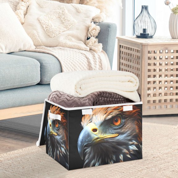 Eagle Face Front Storage Basket Foldable Laundry Basket Shelf Kids Toy Storage Container Organizer with Handles